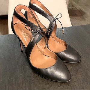 Aquazzura black leather heels Size 10.5/41 Europe